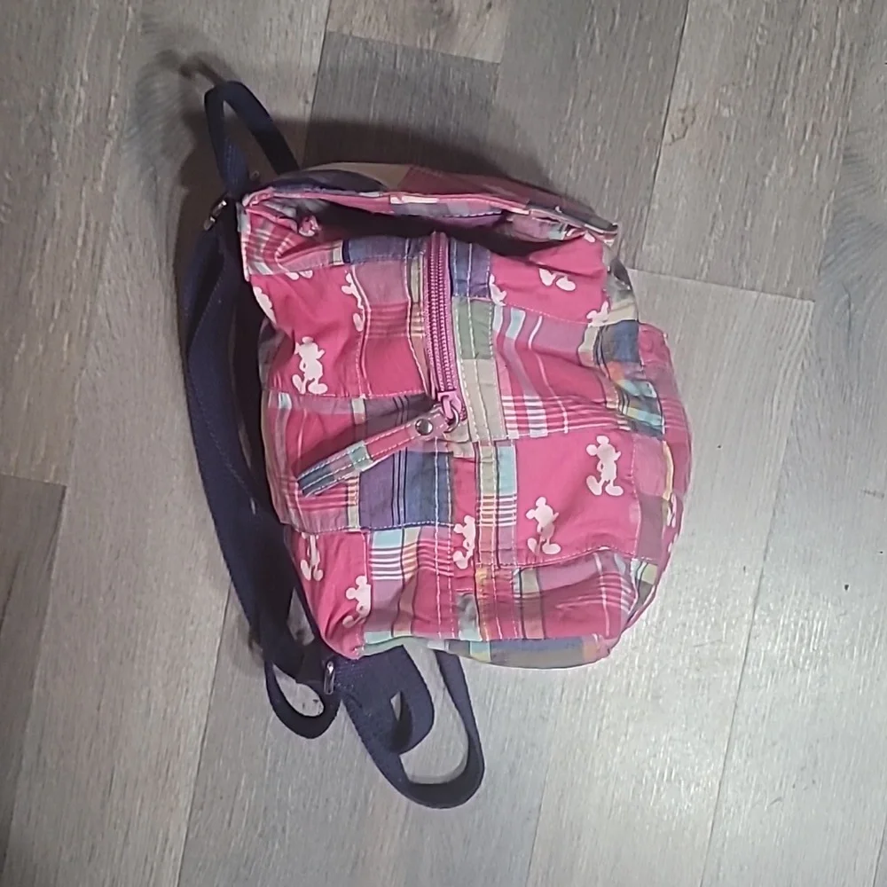 Disney Store Madras Patchwork Mickey Mouse Backpack Purse - Authentic